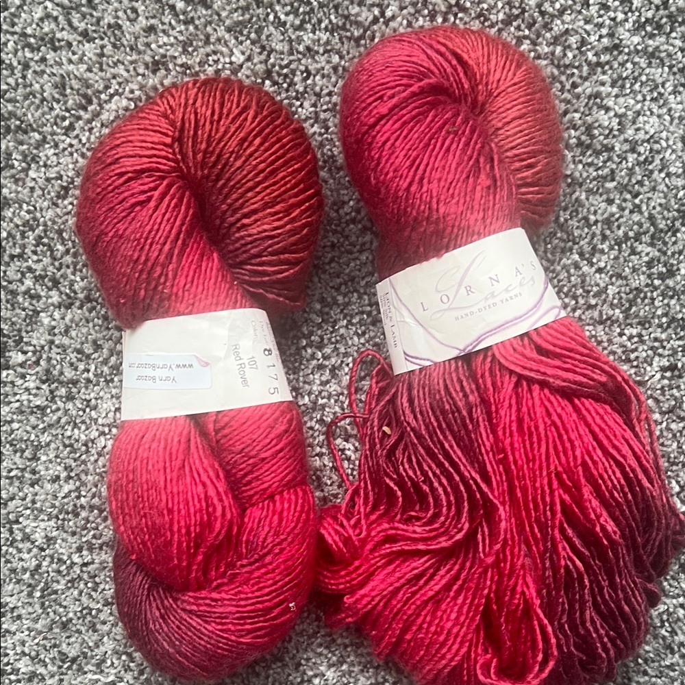 Lorna’s Laces Hand Dyed Yarn 2 Skeins- Red Rover